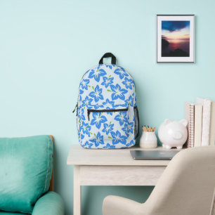 Blue Hibiscus, Blue Flowers, Pattern Of Flowers Printed Backpack