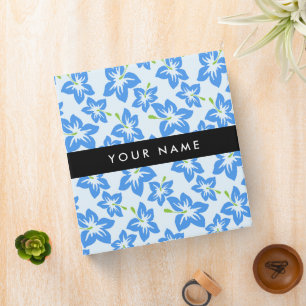 Blue Hibiscus, Blue Flowers, Your Name Binder