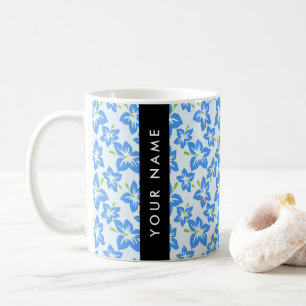 Blue Hibiscus, Blue Flowers, Your Name Coffee Mug