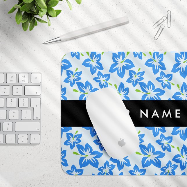 Blue Hibiscus, Blue Flowers, Your Name Mouse Pad (Creator Uploaded)