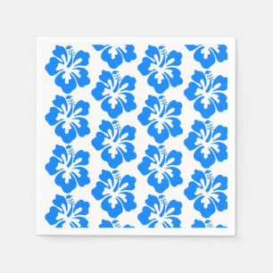 Blue Hibiscus Hawaiian Flower Luau Birthday Napkin