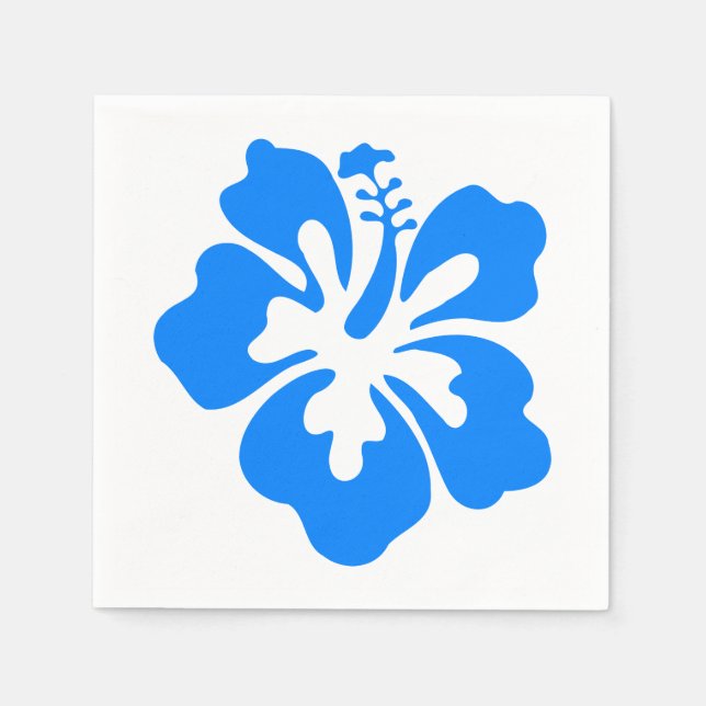 Blue Hibiscus Hawaiian Flower Luau Birthday Napkin (Front)