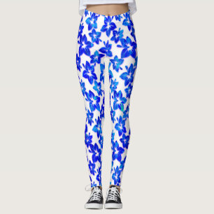 blue hibiscus - leggings