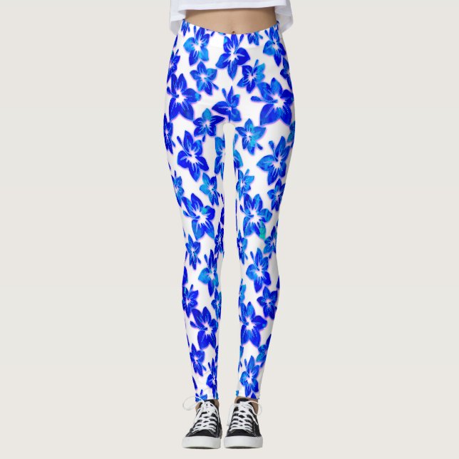 blue hibiscus - leggings (Front)
