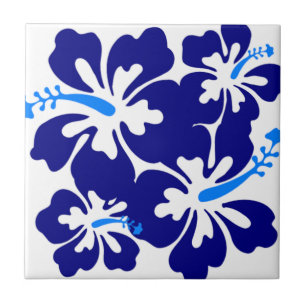 Blue Hibiscus Pattern Tile