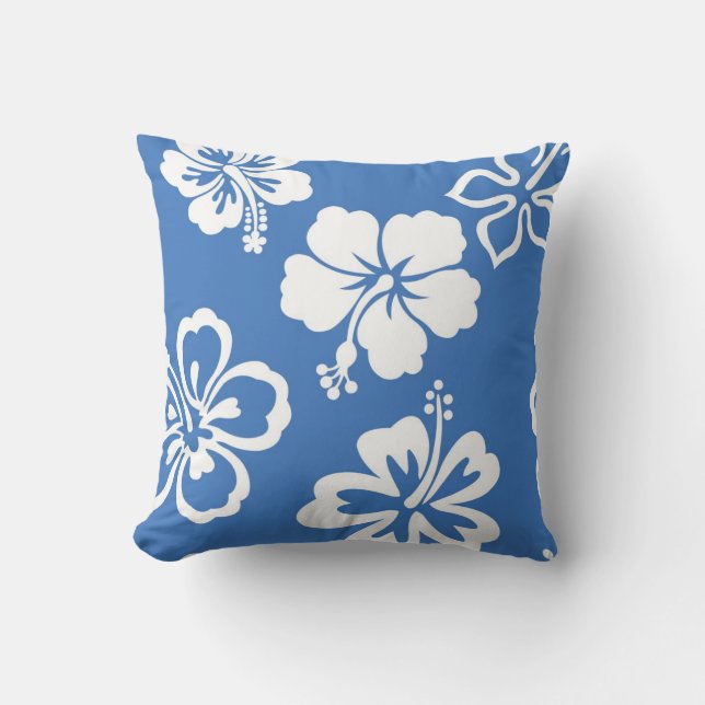 Blue Hibiscus Pillow (Front)