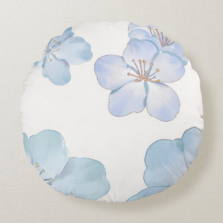 Blue Hibiscus Round Pillow