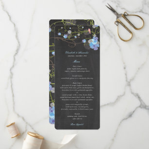 Blue Hibiscus & Swallows Floral Chalkboard Wedding Program
