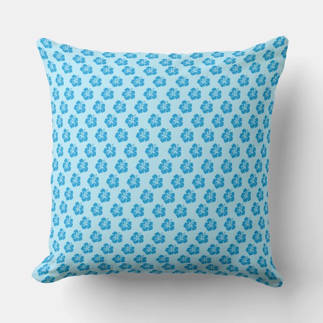 Blue Hibiscus Throw Pillow  (Front)