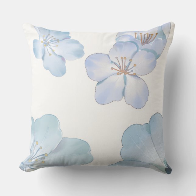 Blue hibiscus  throw pillow (Front)