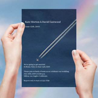 ©Blue High Altitude Airplane Destination Wedding Invitation