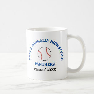Blue High School Baseball Player Personalized Coffee Mug