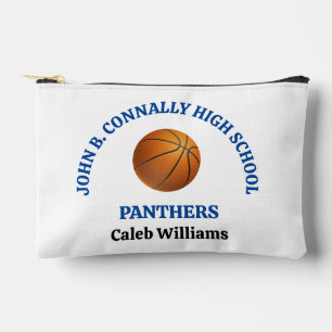 Blue High School Basketball Player Personalized Accessory Pouch