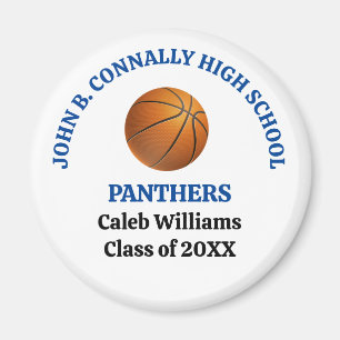Blue High School Basketball Player Personalized Magnet