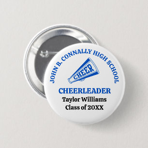 Blue High School Cheerleader Personalized 2 Inch Round Button