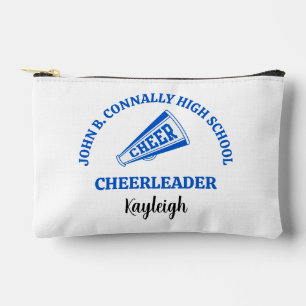 Blue High School Cheerleader Personalized Accessory Pouch