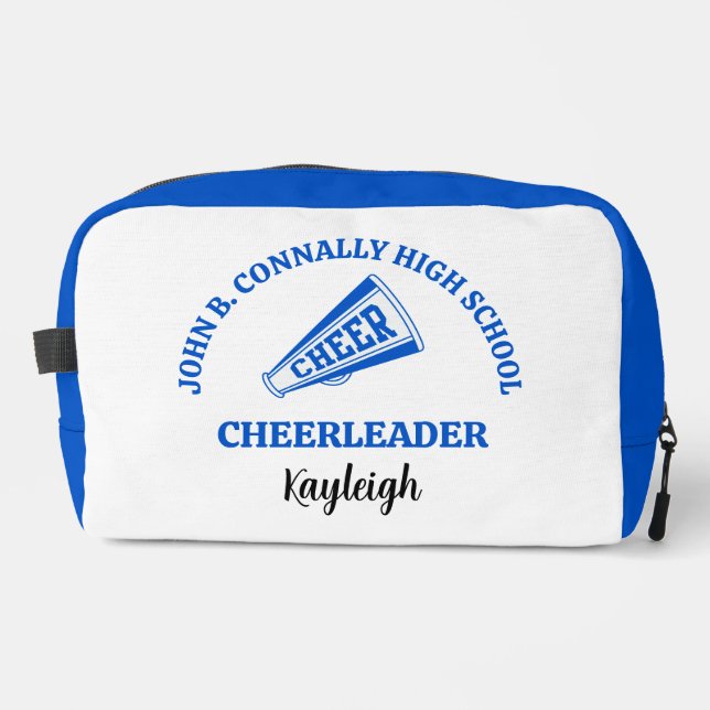 Blue High School Cheerleader Personalized Dopp Kit (Front)
