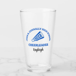 Blue High School Cheerleader Personalized Glass