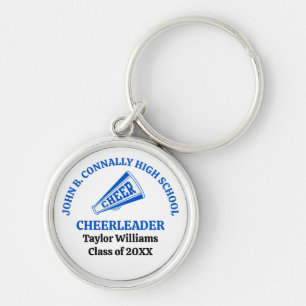Blue High School Cheerleader Personalized Keychain