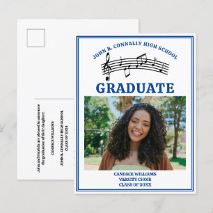 Blue High School Choir Photo Graduation Announcement Postcard