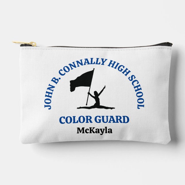 Blue High School Colour Guard Personalized Accessory Pouch (Front)