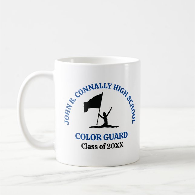 Blue High School Colour Guard Personalized Coffee Mug (Left)