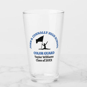 Blue High School Colour Guard Personalized Glass