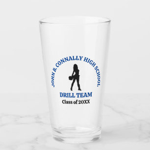 Blue High School Drill Team Dancer Personalized Glass