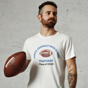 Blue High School Football Player Personalized T-Shirt