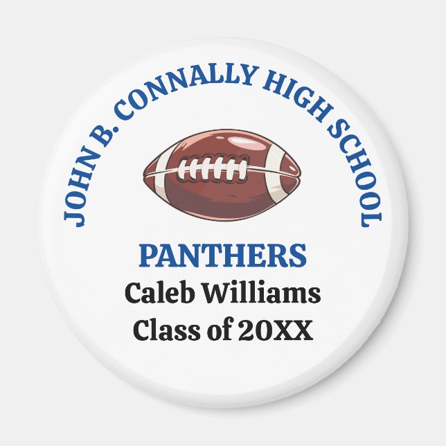 Blue High School Football Team Customized Magnet (Front)