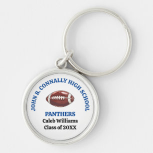 Blue High School Football Team Personalized Keychain