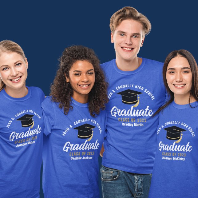 Blue High School Graduate Custom 2026 Graduation T-Shirt (Creator Uploaded)