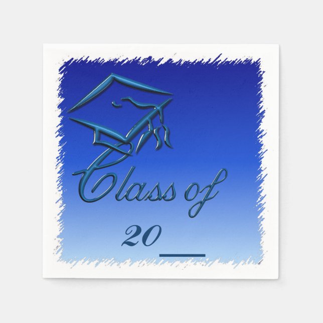 Blue High School Graduation Paper Napkins (Front)