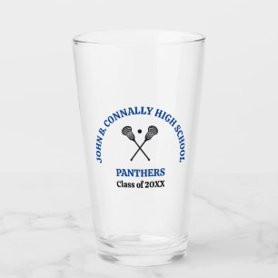 Blue High School Lacrosse Team Personalized Glass