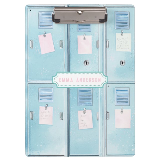 Blue High School Lockers Clipboard (Front)