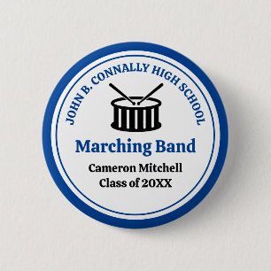 Blue High School Marching Band Customizable 2 Inch Round Button