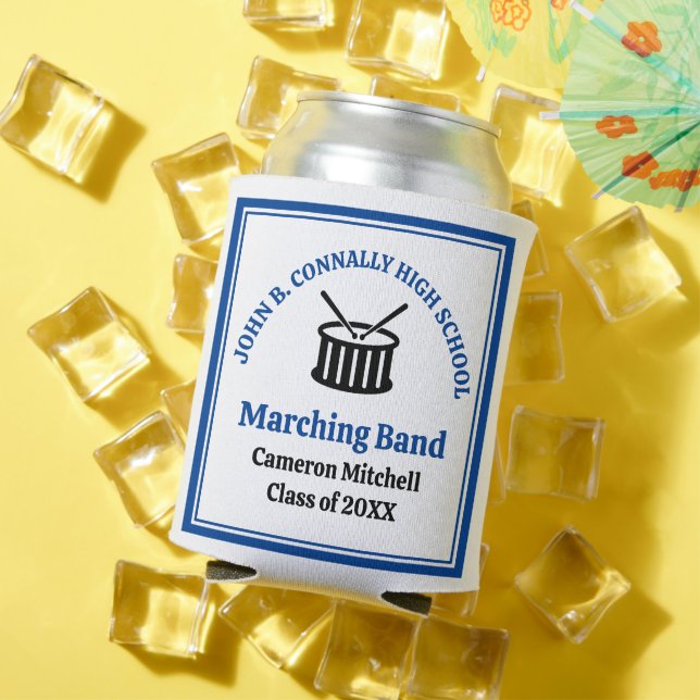 Blue High School Marching Band Graduation Party Can Cooler (In Situ Summer)