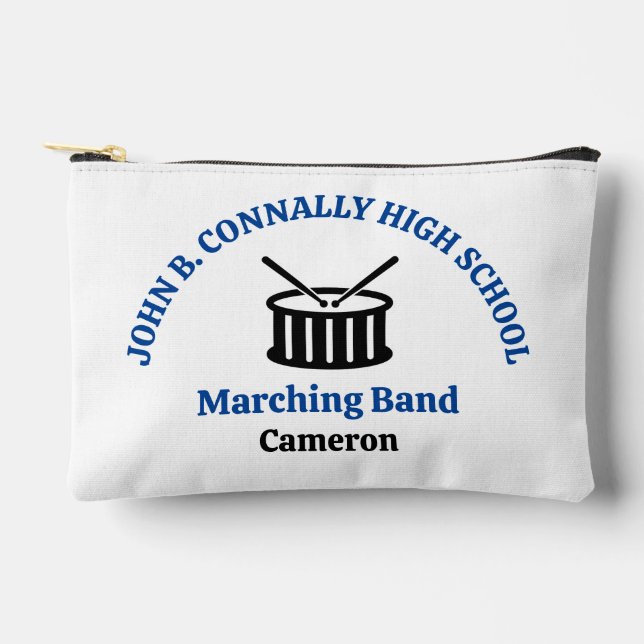 Blue High School Marching Band Personalized Accessory Pouch (Front)