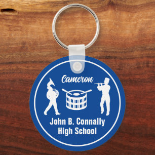 Blue High School Marching Band Personalized Keychain
