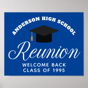 Blue High School Reunion Custom Alumni Welcome Poster