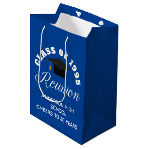 Blue High School Reunion Personalized Party Medium Gift Bag