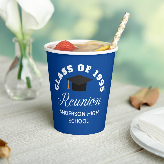 Blue High School Reunion Personalized Party Paper Cups (Insitu)