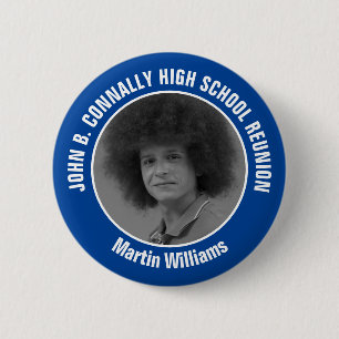 Blue High School Reunion Yearbook Photo 2 Inch Round Button