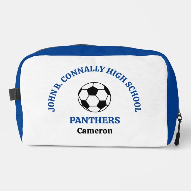 Blue High School Soccer Team Personalized Dopp Kit (Front)