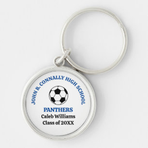 Blue High School Soccer Team Personalized Keychain