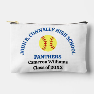 Blue High School Softball Player Personalized Accessory Pouch