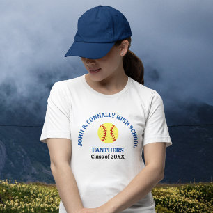 Blue High School Softball Player Personalized T-Shirt