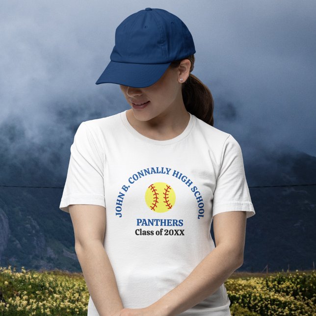 Blue High School Softball Player Personalized T-Shirt (Creator Uploaded)