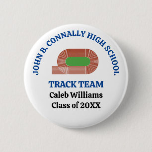 Blue High School Track & Field Team Personalized 2 Inch Round Button
