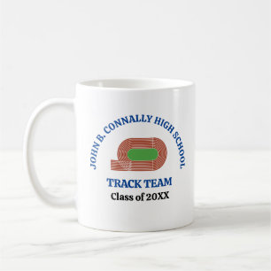 Blue High School Track & Field Team Personalized Coffee Mug